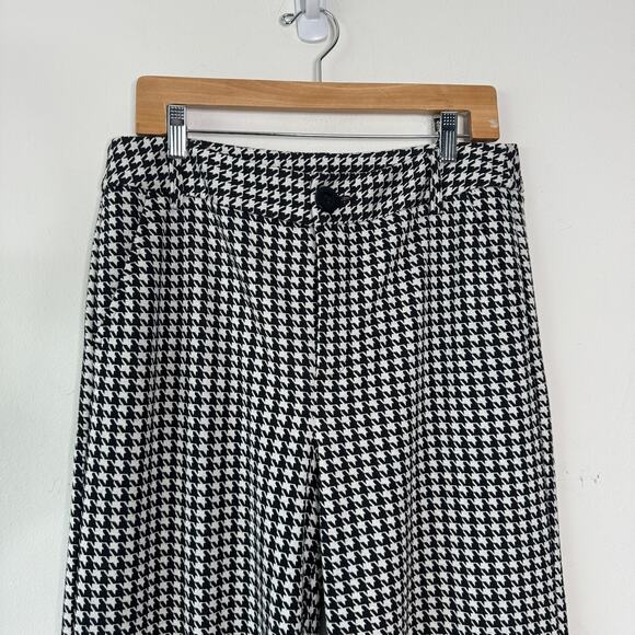 Cabi Pants Womens 12 Houndstooth Black White Wide Leg Career Office Work Trouser - Picture 6 of 12